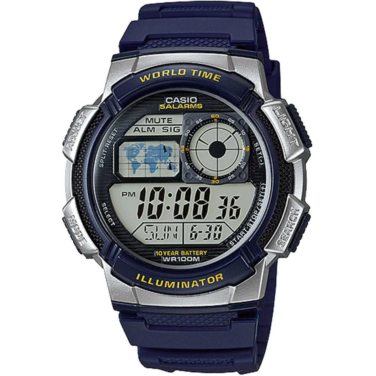 AE-1000W-2AV Reloj Casio para Hombre, Illuminator Hora Mundial.