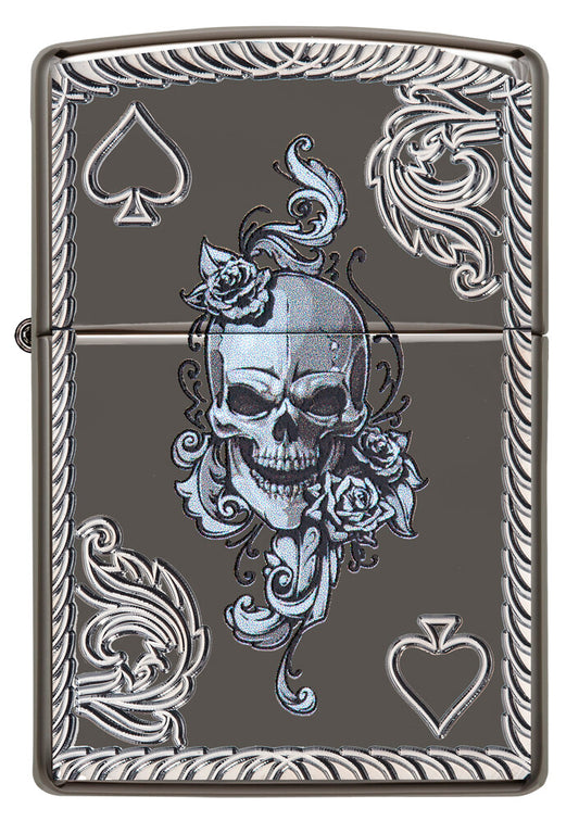 ENCENDEDOR SPADE & SKULL BLACK ZIPPO ZP29666